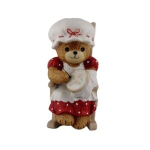 Vintage 82' Lucy & Me Bear Cross Stitching in Rocking Chair Sewing Enesco -READ